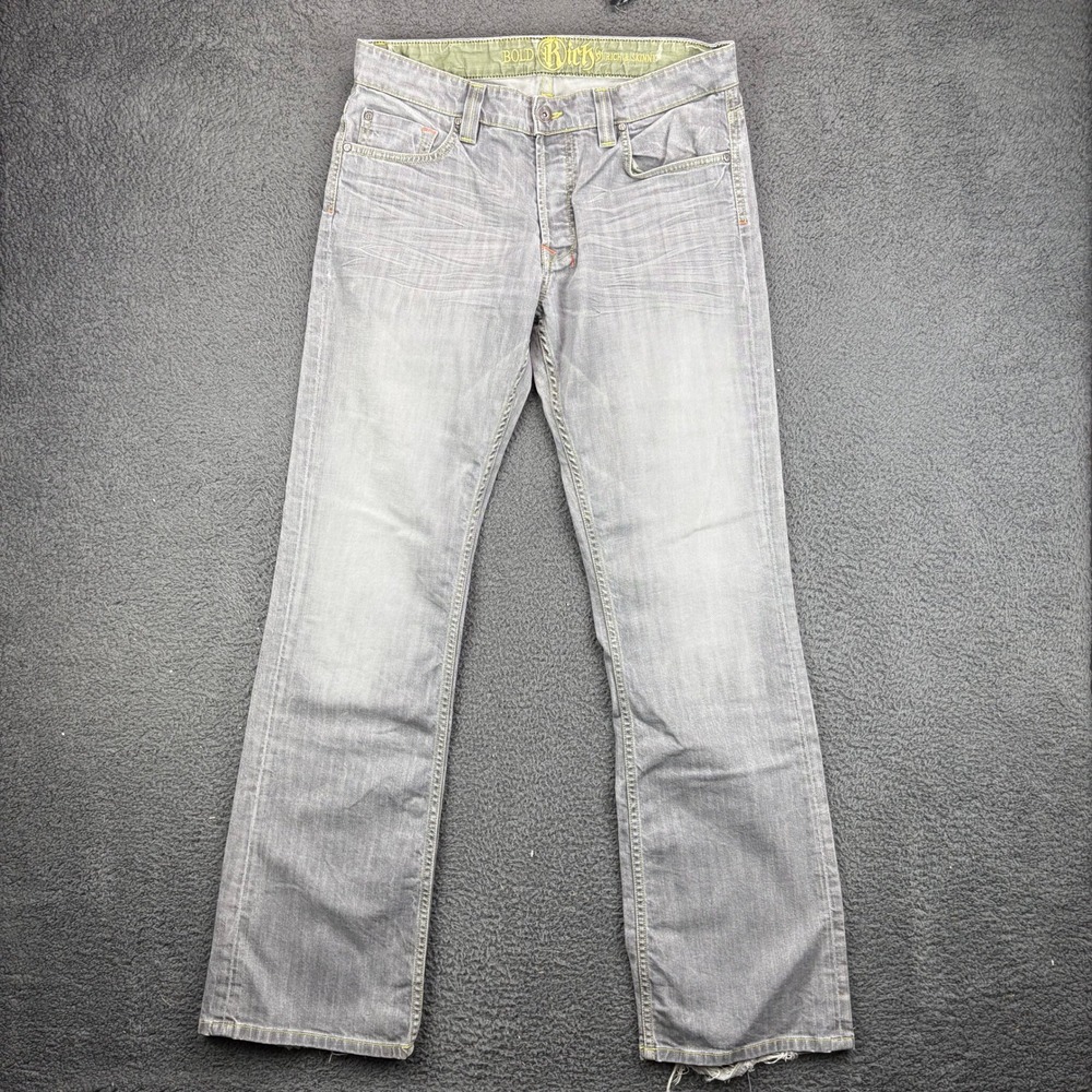 Rich & Skinny Bold Men Gray Distressed Slim Skinny Jeans Size 34 Made in USA